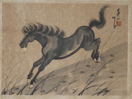 Manner of Xu Beihong, print, Running horse, 32 x 43cm